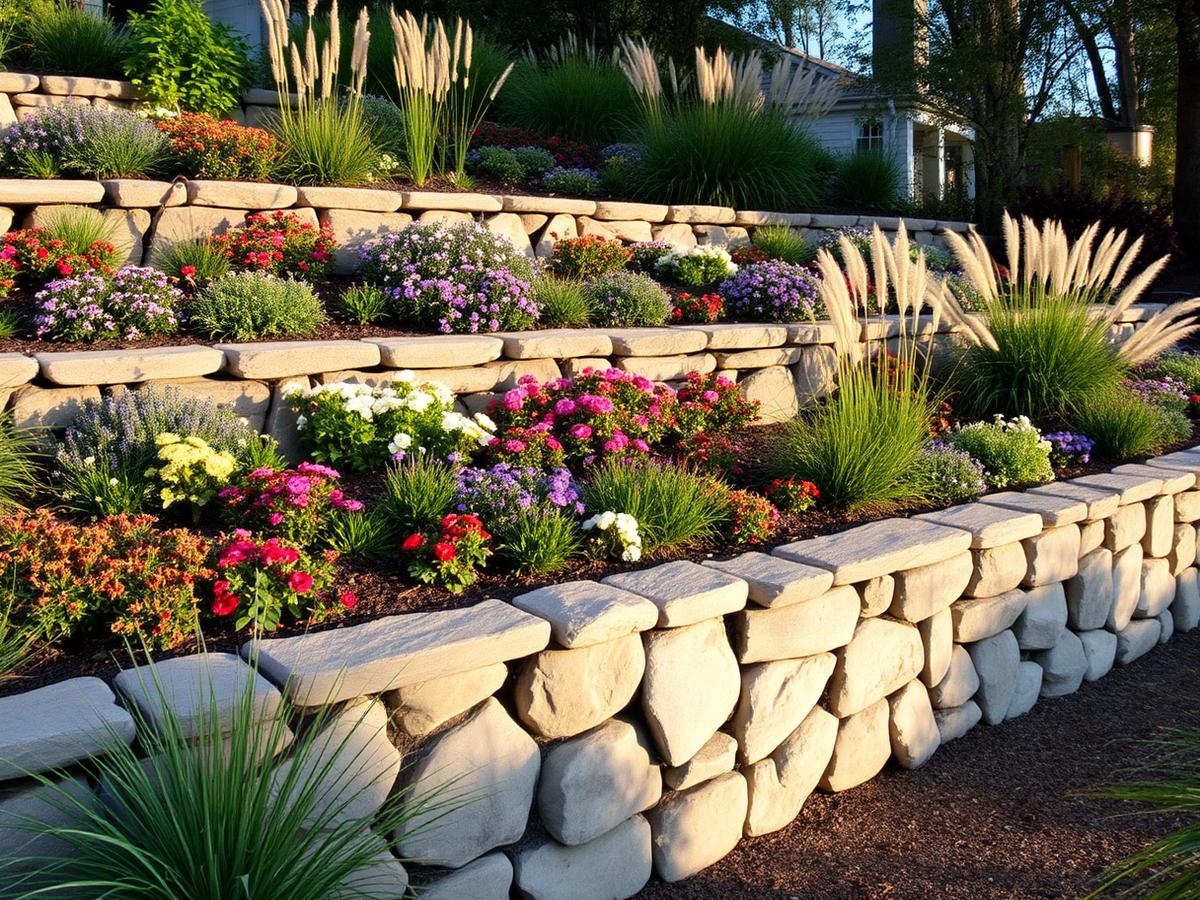 Tiered retaining wall build